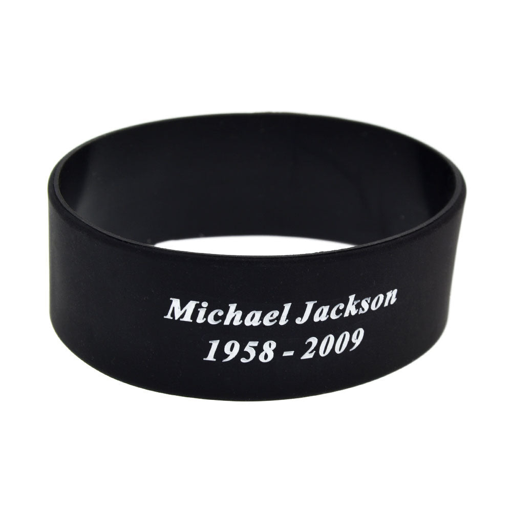 Attractive Silicone Jackson Hand Strap Wide Bracelets - Black