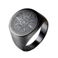 Elegant Versatile Men's Stainless Steel Compass Ring - Black / No. 9 MegaBDM