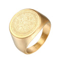 Elegant Versatile Men's Stainless Steel Compass Ring - Gold / No. 13 MegaBDM
