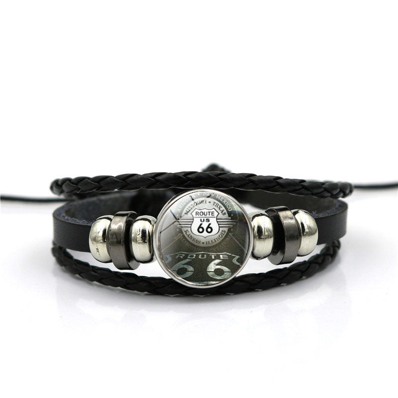 Men's Leather National Flag Time Stone Western Bracelet - ABXL369-9 MegaBDM