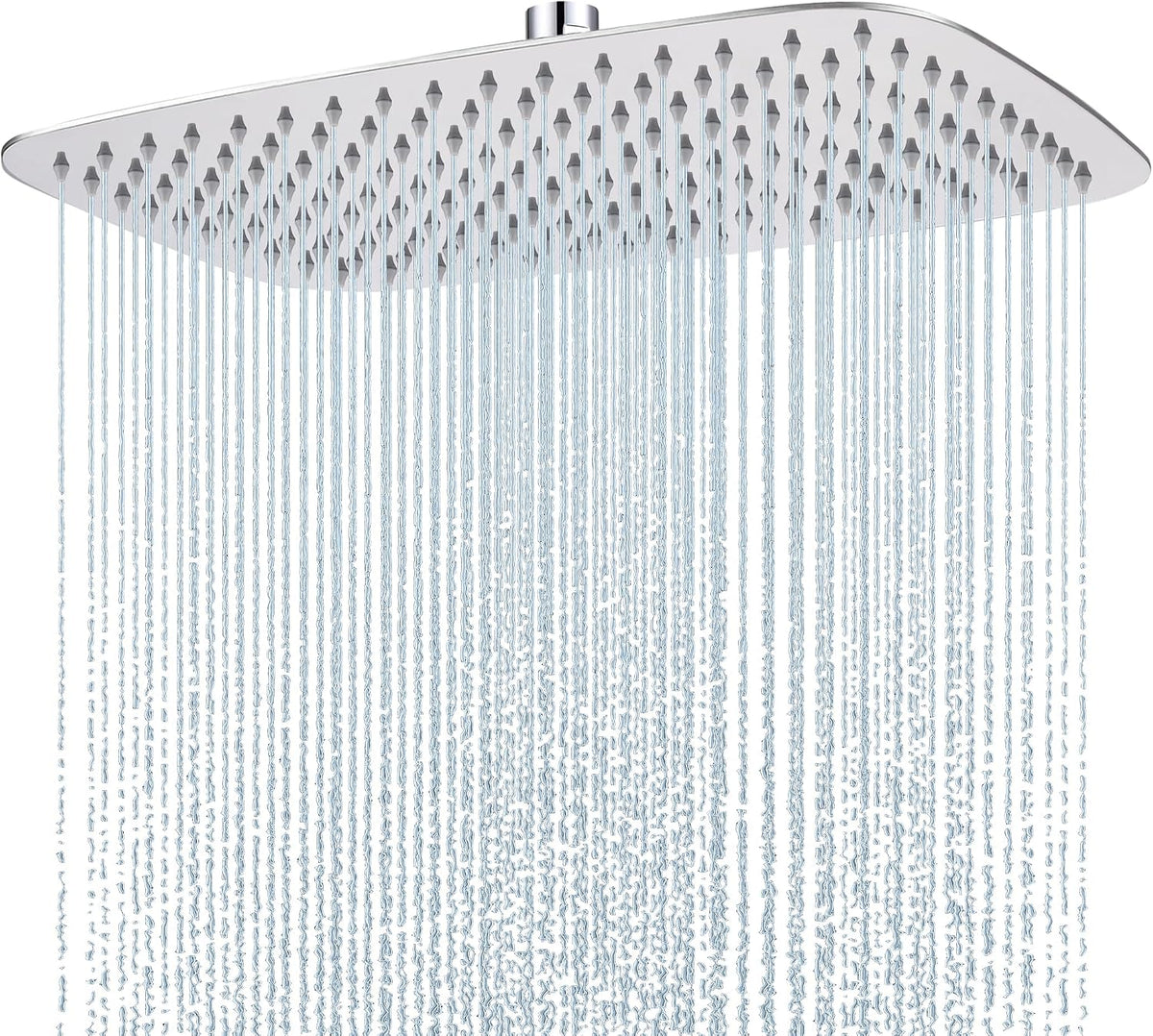 16 x 10 in All-Metal Rain Shower Head | Rectangular full-body coverage, anti-clog silicone nozzles, durable construction, universal fitting, chrome MegaBDM