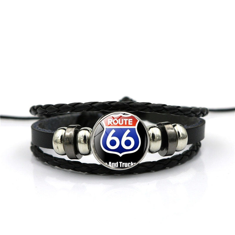 Men's Leather National Flag Time Stone Western Bracelet - ABXL369-3 MegaBDM