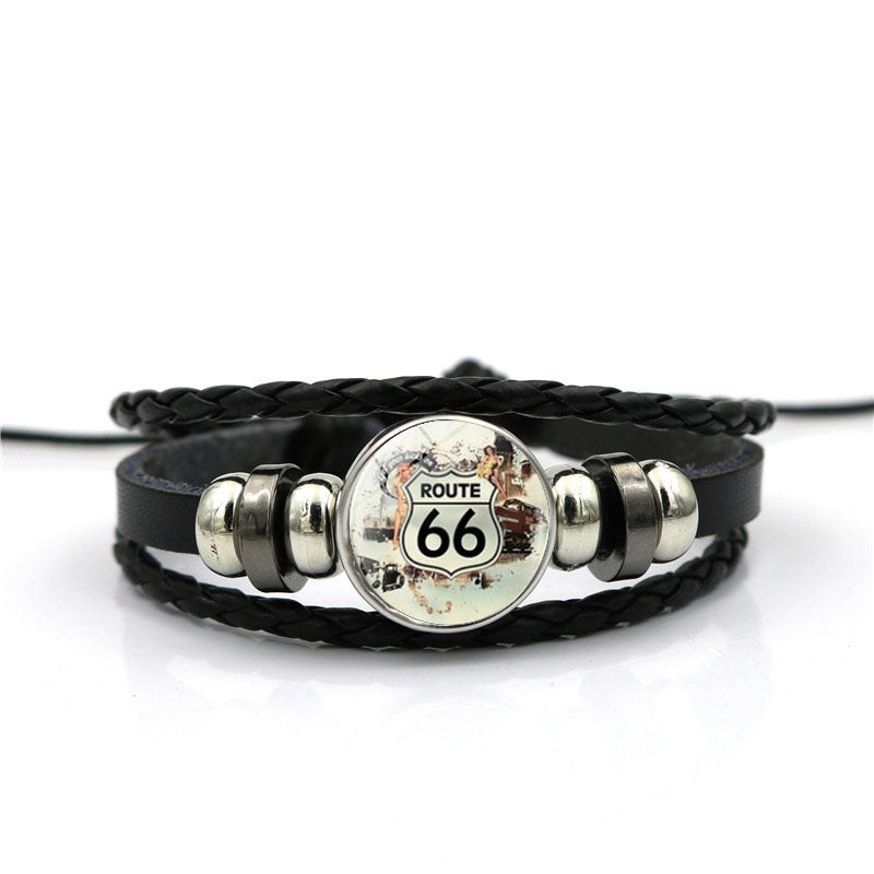 Men's Leather National Flag Time Stone Western Bracelet - ABXL369-12 MegaBDM