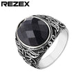 Personality Vintage Engraving Gem Titanium Steel Rings MegaBDM