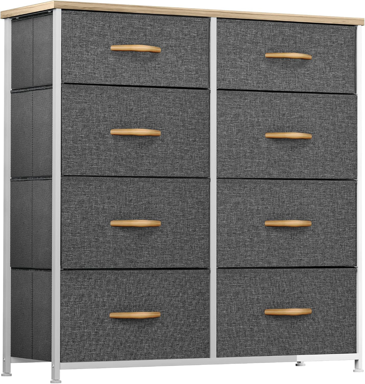 YITAHOME Chest of Drawers with 8 Drawers, Fabric Drawers Cabinet with Easy Pull Handle,Sturdy Steel Frame,Storage Drawers for Bedroom, Closet, Clothes,Grey MegaBDM