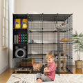 YITAHOME Large 4-Tier Cat Cage with Storage Cube, DIY Indoor Cat Enclosure/Catio, Metal Cat Playpen with Extra Large Hammock, Suitable for 1-4 Cats, Bunnies, Chinchillas, 140 x 140 x 140 cm MegaBDM