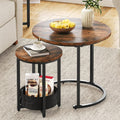 YITAHOME Coffee Table for living room, Nest of Tables Set of 2 with Storage, Small Round Table 60X60X50.5CM, Wooden Side Table with Sturdy Metal Frame, Easy Assembly MegaBDM