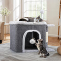 YITAHOME Indoor Cat House, Foldable Cat Cave, 47 L x 40 W x 32 H cm Large Pet Beds with Scratching Board and Play Ball Cave Cat Barrel for Medium Large Pets MegaBDM