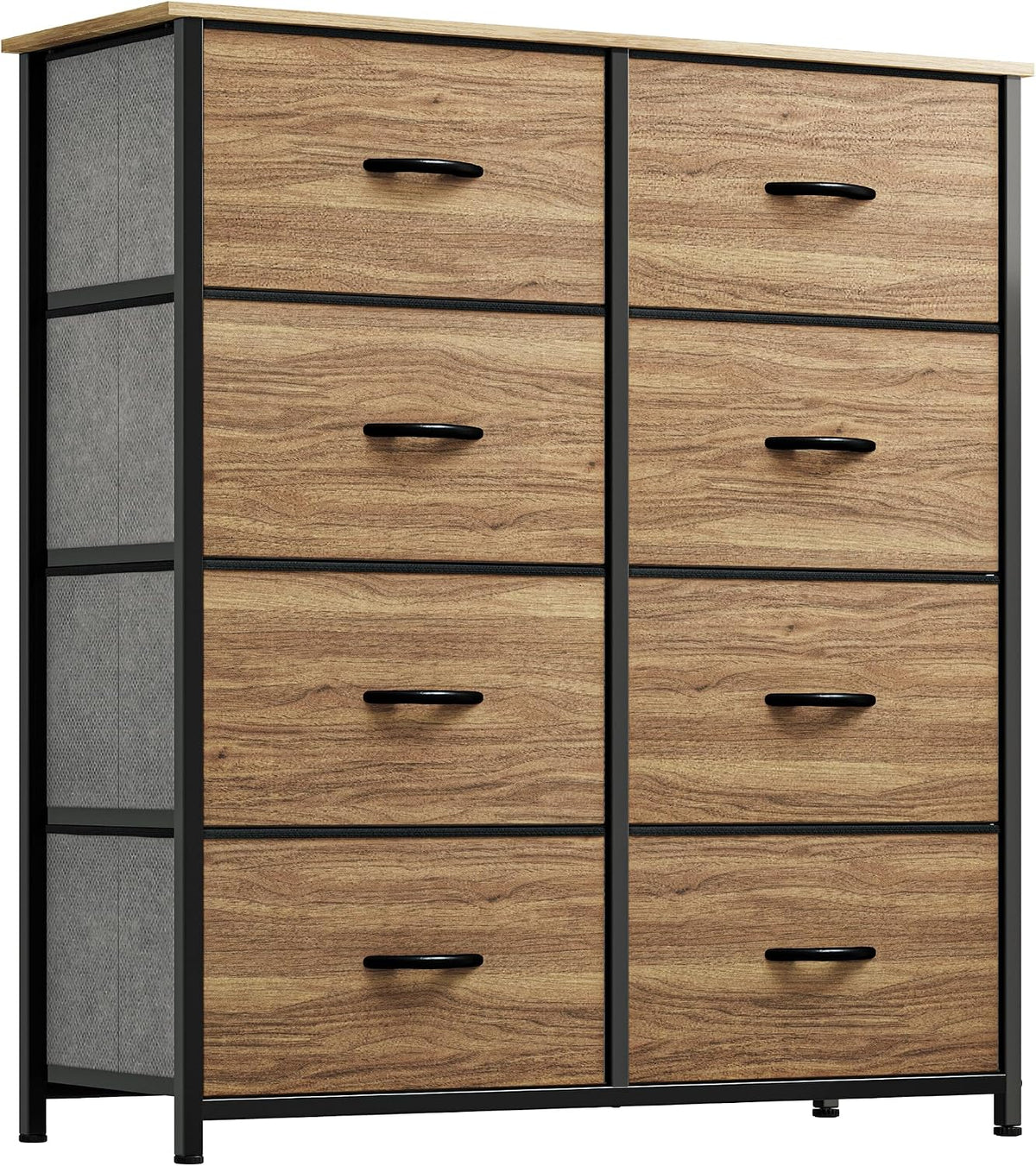 YITAHOME Chest of Drawers,Storage Organizer,Dresser for Bedroom with 8 Drawers,Fabric Drawers with Wood Top and Large Storage Space,Wood grain MegaBDM