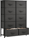 YITAHOME Chest of Drawers, Non-Woven Fabric 10-Drawer Storage Organizer Unit for Bedroom Living Room Closet, Sturdy Steel Frame, Easy Pull Fabric Bins & Wooden Top, Fabric Dresser MegaBDM