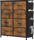 YITAHOME Chest of Drawer with 8 Drawers for Bedroom Fabric Dresser Storage Drawers With Handles Metal Frame for Living Room, Hallway,Rotten wood grain MegaBDM
