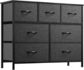YITAHOME Chest of Drawers,Storage Organizer,Dresser for Bedroom with 7 Drawers,Fabric Drawers with Wood Top and Large Storage Space,Black Gray MegaBDM