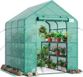 YITAHOME Garden Greenhouse XXL, 3 Tier 18 Shelves, PE Cover Zipper Door Green House Plant Cover, Weatherproof and UV Protection w/ Ground Nails Ropes for Garden Outdoor, 195x214x143cm, Green MegaBDM