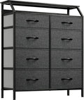 YITAHOME Chest of Drawers with 8 Drawers, Fabric Drawers Cabinet with Shelves,Easy Pull Handle,Sturdy Steel Frame,Storage Drawers for Bedroom, Closet,Black Grey MegaBDM