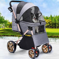 YITAHOME Pet Buggy with Reversible Handle, Foldable Dog Stroller for Small Dogs, Mesh Windows, Cup Holder, 360° Rotating EVA Wheels with Brakes (Grey) MegaBDM
