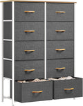 YITAHOME Dresser for Bedroom with 10 Drawers, Storage Drawer Organizer Unit, Chest of Drawers for Bedroom Living Room Closet, Sturdy Steel Frame, Wood Board, Fabric Drawers(Grey) MegaBDM