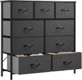 YITAHOME Chest of Drawer, Fabric Dresser with 9 Drawers, Organizer Unit for Bedroom, Living Room, Hallway, Closets - Sturdy Steel Frame, Wooden Top & Easy Pull Fabric Drawer (Black Grey) MegaBDM