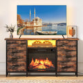 YITAHOME TV Stand with Freplace, TV Unit with Fireplace Built in TV Cabinet,TV Stand Cabinet for 50 Inch TV with 6 Drawers Storage, LED Lights Overheat Protection, Fireplace Heater & Remote Control MegaBDM