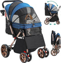 YITAHOME Dog Stroller,Foldable Dog Pram 3 in 1 Pet Buggy Pet Pushchair for Medium Dogs with Storage Basket Net Window Cup Holder 360 ° Wear-Resistant Rubber Wheels MegaBDM