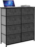 YITAHOME Chest of Drawers with 8 Drawers, Fabric Drawers Cabinet with Easy Pull Handle,Sturdy Steel Frame,Storage Drawers for Bedroom, Closet, Clothes,Black Grey MegaBDM