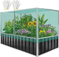 YITAHOME 174x90x88CM Raised Garden Bed with Anti Bird Protection Netting Structure, Outdoor Metal Raised Beds with Gloves & Reinforced Frame for Plants Vegetables Flowers (Dark Gray) MegaBDM