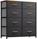 YITAHOME Chest of Drawers with 8 Drawers, Fabric Drawers Cabinet with Easy Pull Handle,Sturdy Steel Frame,Storage Drawers for Bedroom, Closet, Clothes, Dark Grey MegaBDM
