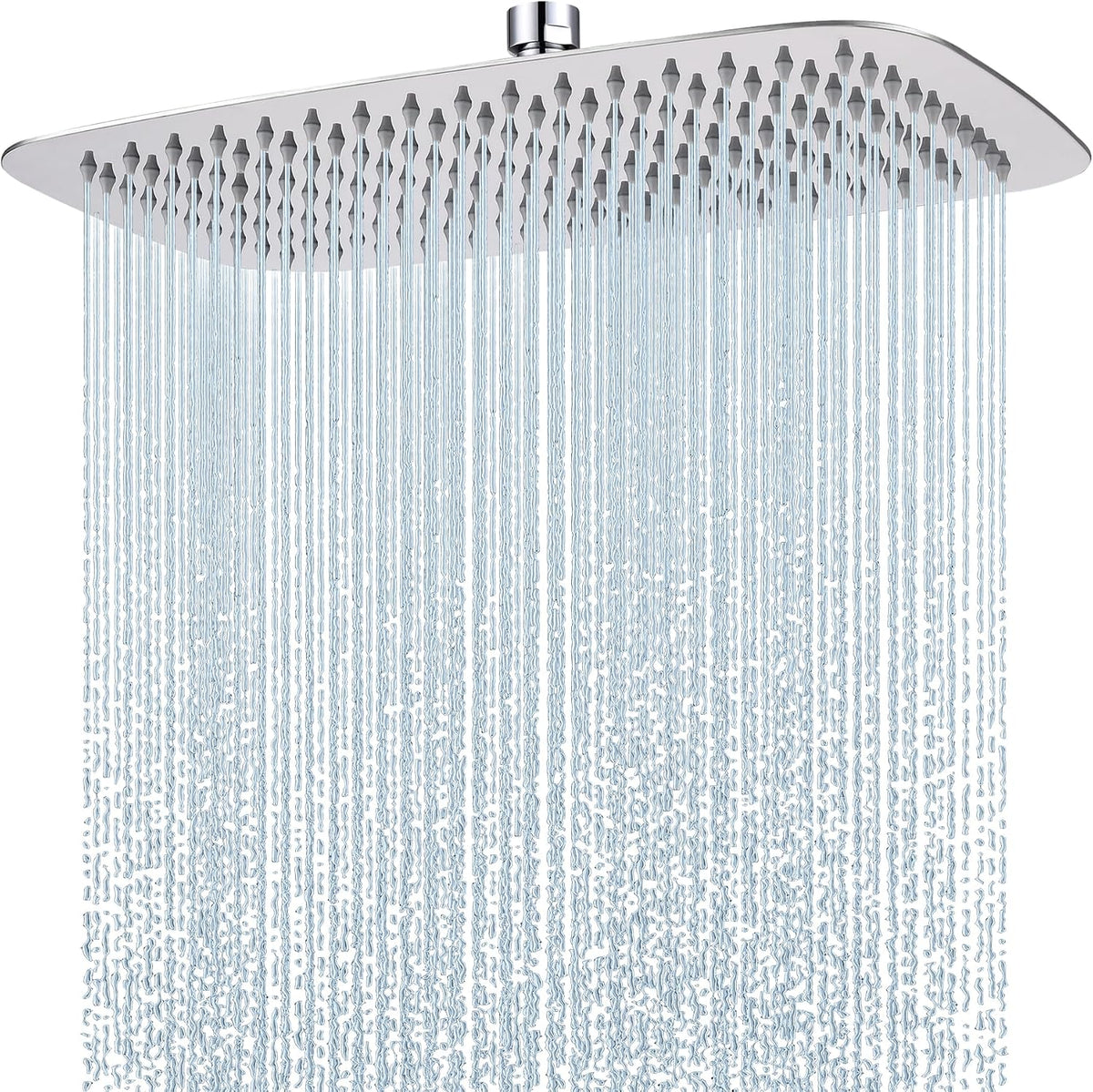 14 x 8 in All-Metal Rain Shower Head | Rectangular full-body coverage, anti-clog silicone nozzles, durable construction, universal fitting, chrome MegaBDM
