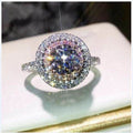 Round Eight Hearts Arrows Engagement Pink Diamond Rose Gold Color Rings MegaBDM