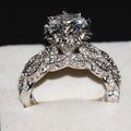 Elegant Women's Rhinestone Round Engagement Hand Ring - A Pair / No. 8 MegaBDM