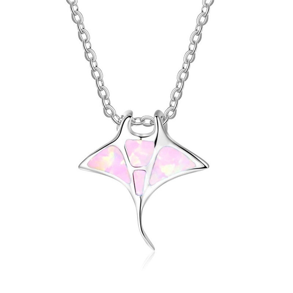 Ocean Series Artificial Opal Whale Personalized Necklaces - Pink MegaBDM