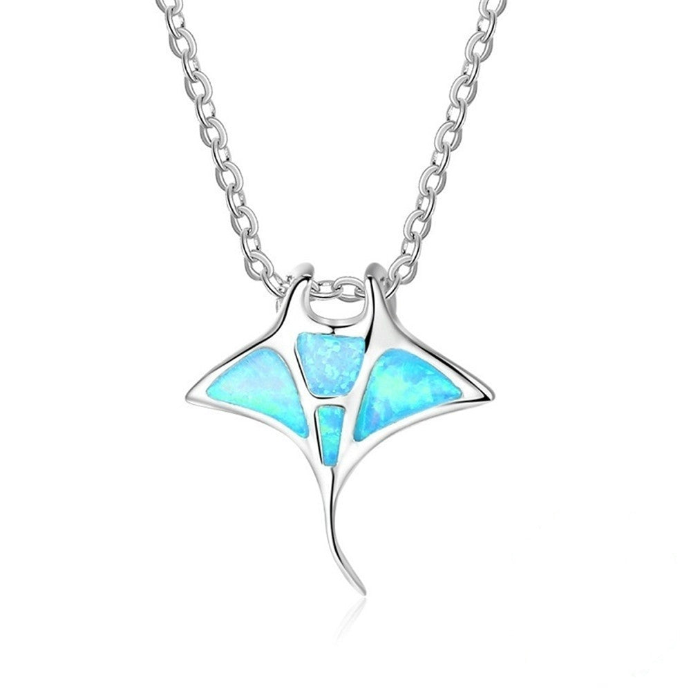 Ocean Series Artificial Opal Whale Personalized Necklaces - Blue MegaBDM