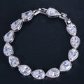 Women's Fashion Trendy Super Flash Drop-shaped Zircon Bracelet - Platinum White Zirconium MegaBDM
