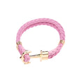 Men's Creative Fashion Boat Anchor Leather Cord Couple Bracelets - Pink Gold Plated Buckle MegaBDM