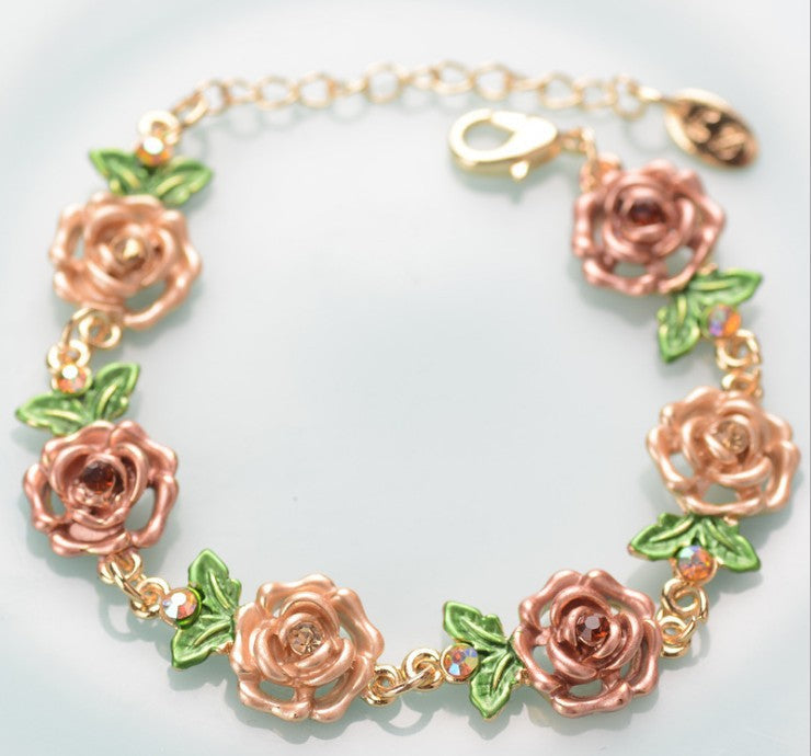 Rose Vintage Alloy Ethnic Style Exaggerated Bracelets - Brown MegaBDM
