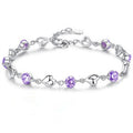 Women's Sier-plated Mori Artistic Blue Crystal Heart-shaped Rhinestone Zircon Bracelet - Purple Diamond MegaBDM