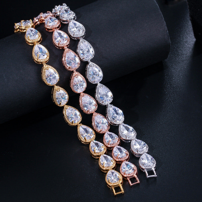 Women's Fashion Trendy Super Flash Drop-shaped Zircon Bracelet MegaBDM