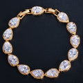 Women's Fashion Trendy Super Flash Drop-shaped Zircon Bracelet - Gold White Zirconium MegaBDM