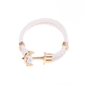 Men's Creative Fashion Boat Anchor Leather Cord Couple Bracelets - White Gold Plated Buckle MegaBDM