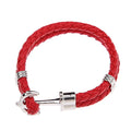 Men's Creative Fashion Boat Anchor Leather Cord Couple Bracelets - Red White K Buckle MegaBDM