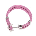 Men's Creative Fashion Boat Anchor Leather Cord Couple Bracelets - Pink White K Buckle MegaBDM
