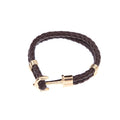 Men's Creative Fashion Boat Anchor Leather Cord Couple Bracelets - Dark Coffee Gold Plated Buckle MegaBDM