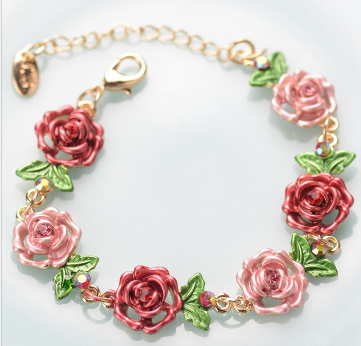 Rose Vintage Alloy Ethnic Style Exaggerated Bracelets - Red MegaBDM