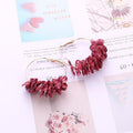 Ear Korean Fashion Temperament Female Fabric Flower Rings - Wine Red MegaBDM
