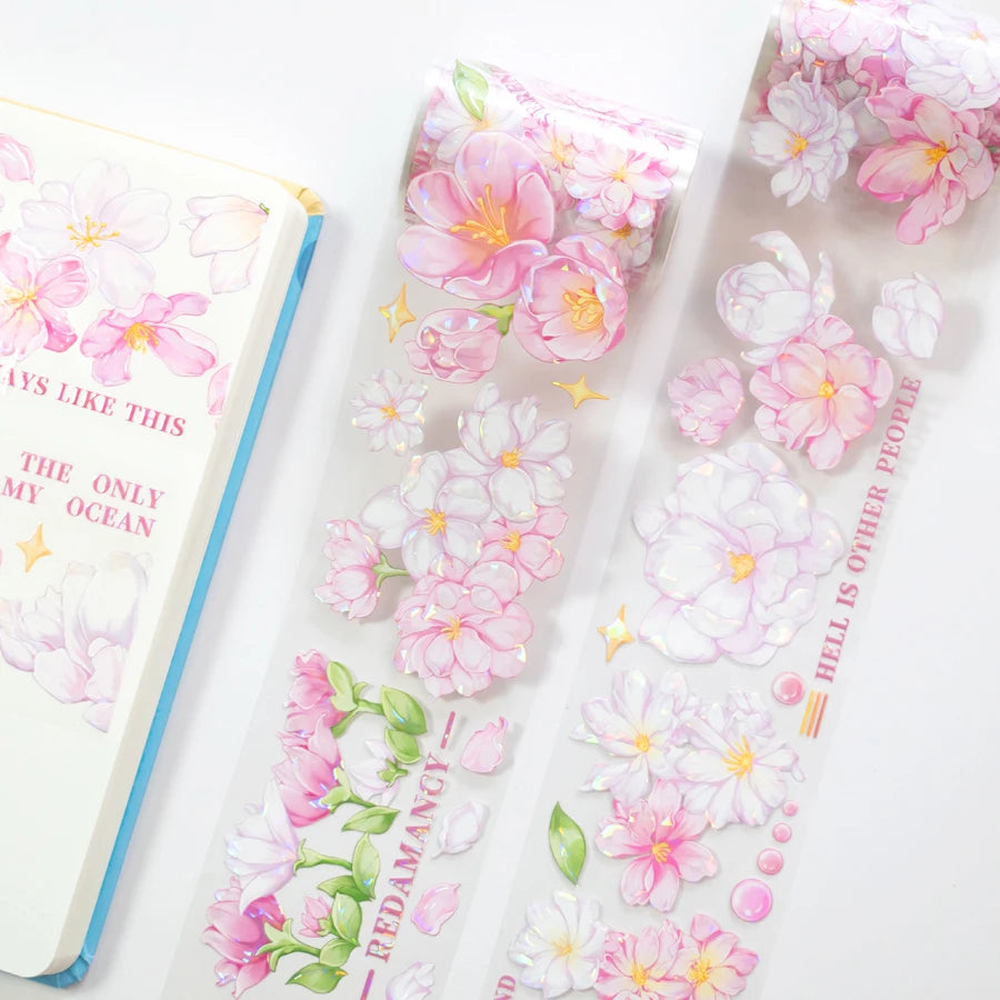 Custom Diy Scrapbook UV Printing Flower Masking Tape Customizable Waterproof PET Tapes