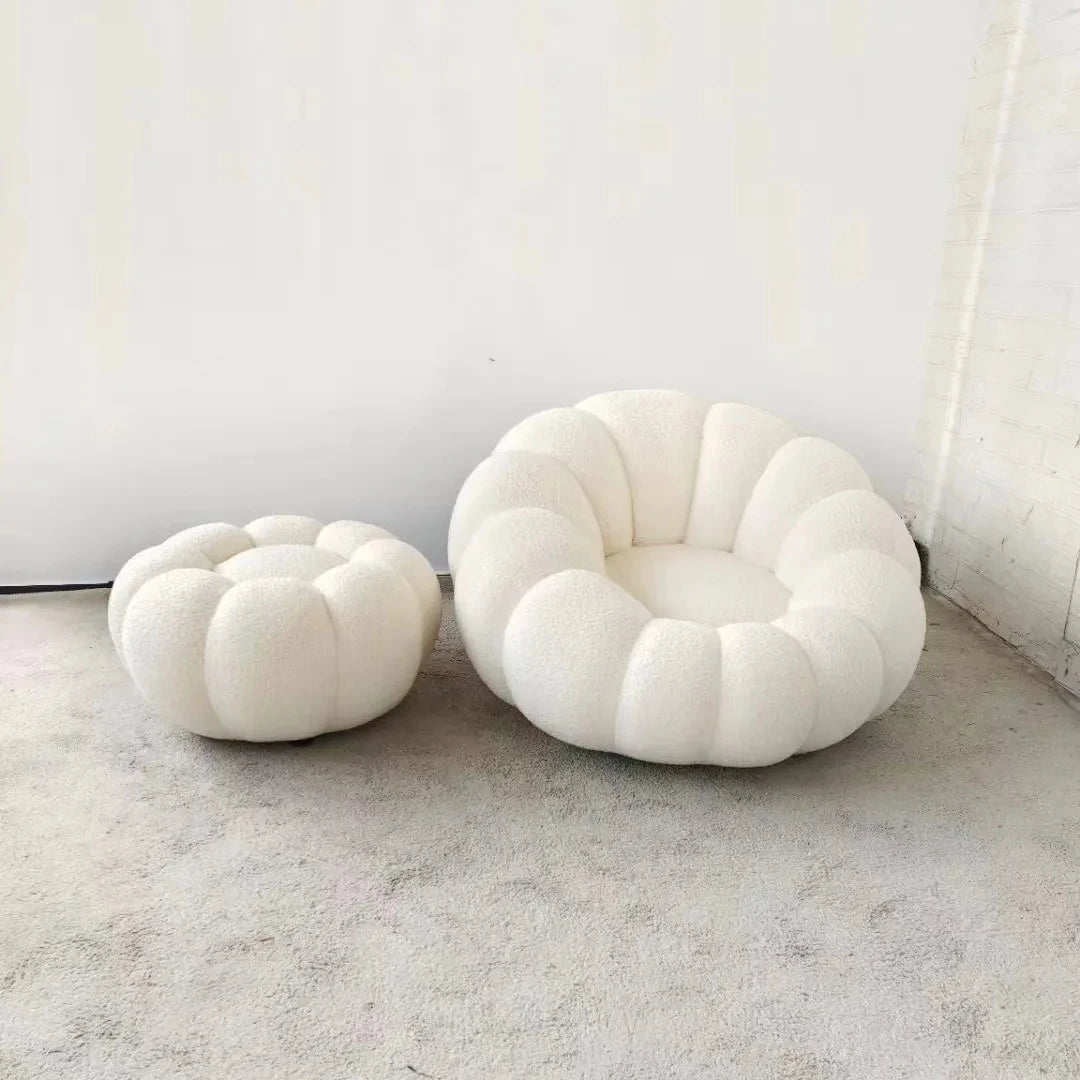 Italian Luxury Design Home Hotel Living Room Furniture White Color Fabric Lounge Sofa Single Sofa Chairs