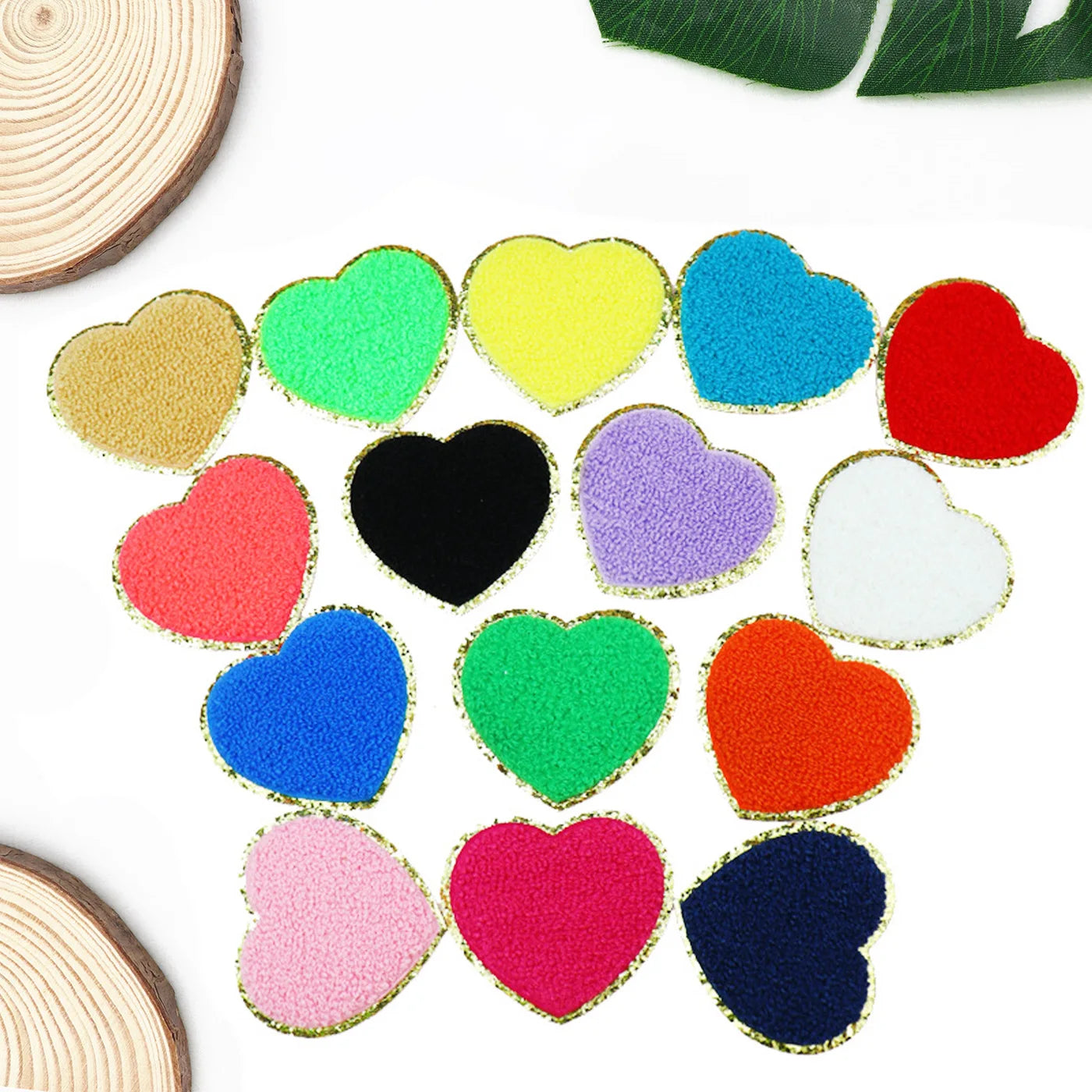 Customize Heart Letters Chenille Peaches Wholesale Embroidery Rainbow Star Patch Clothes Makeup Bag