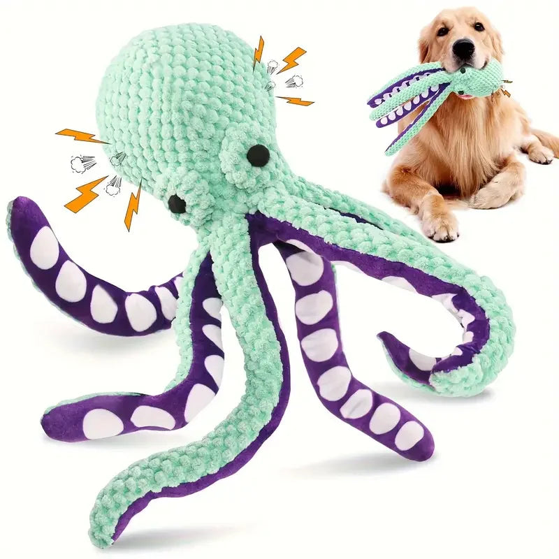 123PET 2025 New Arrival Cartoon Interactive Octopus Plush Chew Dog Toy Durable Small Size Eco-Friendly Teeth-Cleaning Model