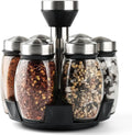 Rotating Spice Rack Set with Glass Jars and Stainless Steel Lids Kitchen Organizer