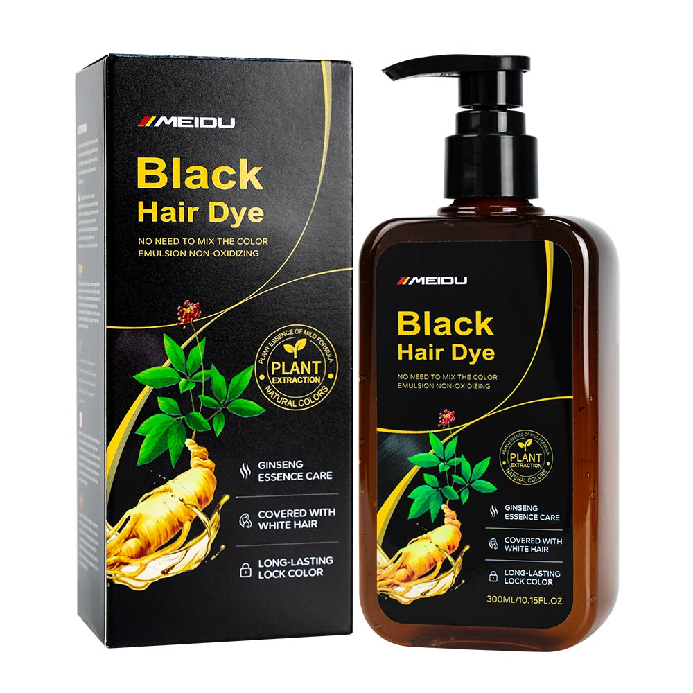 Wholesale Ginseng Color Brand Manufacturer Herbal 300ML Cover Gray Hair Dye Natural Meidu Black Hair Shampoo MegaBDM