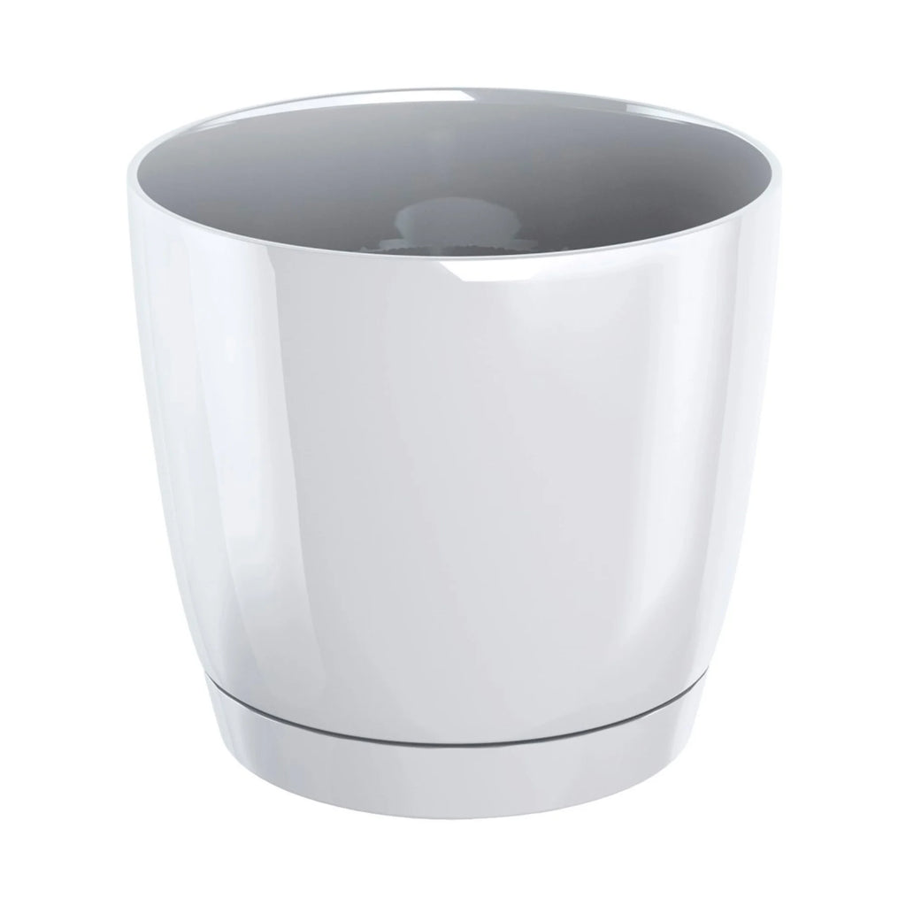 Coubi Round P round plastic flower pot in white 15.5 (length) x 15.5 (width) x 14.2 (height) cm